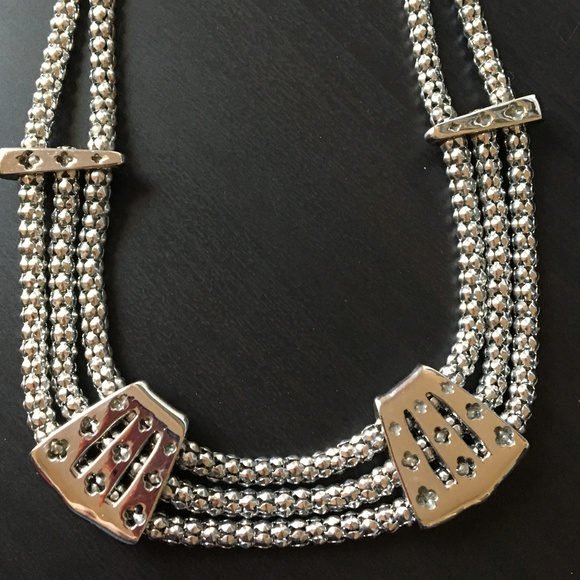 DSMK Stainless Steel Crystal 18" Choker Necklace Rare - Picture 3 of 5